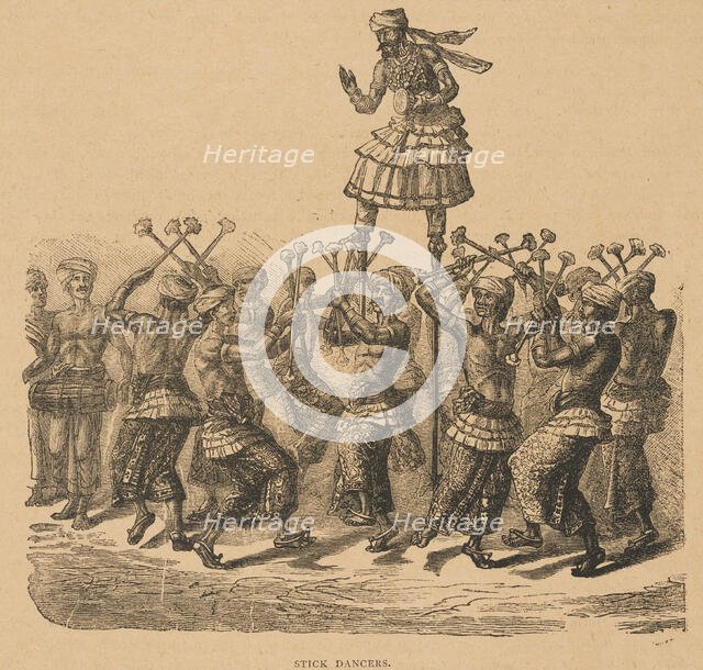Stick Dancers from "Hagenbeck's World Renowned Ceylonese Exhibition", 1886. Creator: Unknown.