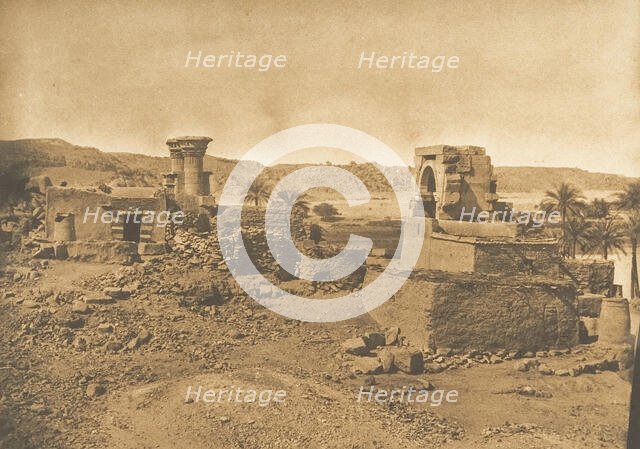 Ruines et Village de Begueh, petite ile à l'Ouest de Philae, April 11, 1850. Creator: Maxime du Camp.
