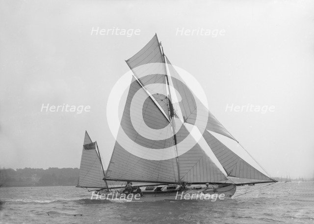 The 46 ft yawl 'Chinkara' under sail, 1913. Creator: Kirk & Sons of Cowes.