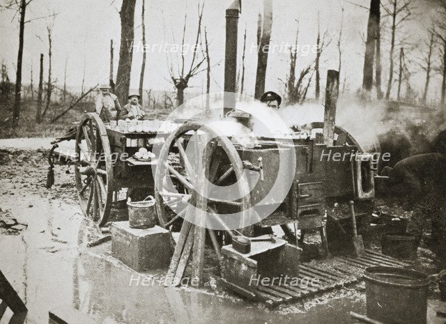 'How Tommy's food is cooked', Somme campaign, France, World War I, 1916. Artist: Unknown