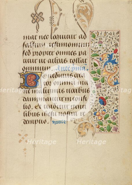 Decorated Text Page; Prayer Book of Charles the Bold, about 1471. Creator: Unknown.