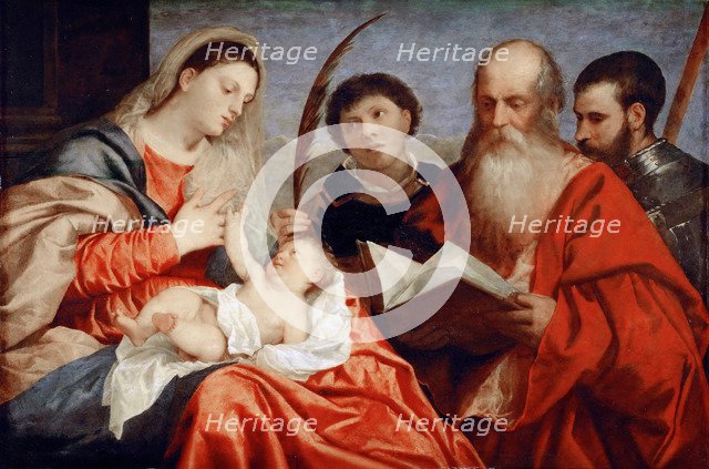 The Virgin and Child with Saints Stephen, Jerome and Maurice.