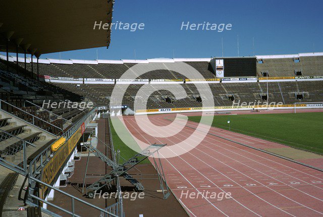 Interior of Olympic stadium in Helsinki, 1930s. Artist: Unknown