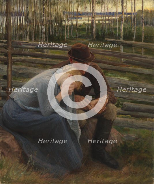 Sorrow, variation of the illustration for the poem At the Fair of Vernamo; Sorrow, 1894. Creator: Albert Edelfelt.