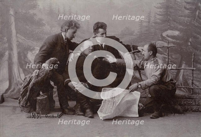 A group of men with the newspaper "Irkutsk Vedomosti", 1905. Creator: Unknown.