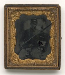 Ambrotype of Qualls Tibbs, 5th Sergeant, 27th U.S.C.T., Camp Delaware, Ohio, 1864 - 1865. Creator: Unknown.