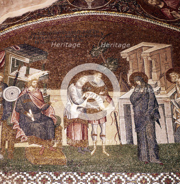 Mary and Joseph before Cyrenius, Byzantine Mosaic, Chora Church, Istanbul, c1310-1320. Artist: Unknown.