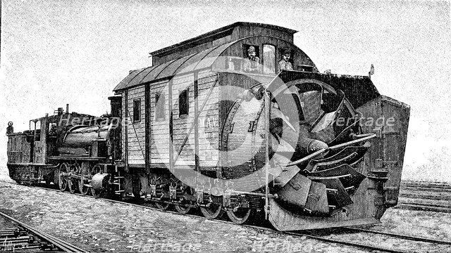 North-American rotary machine for clean-out the snow from railroad tracks, 1901.