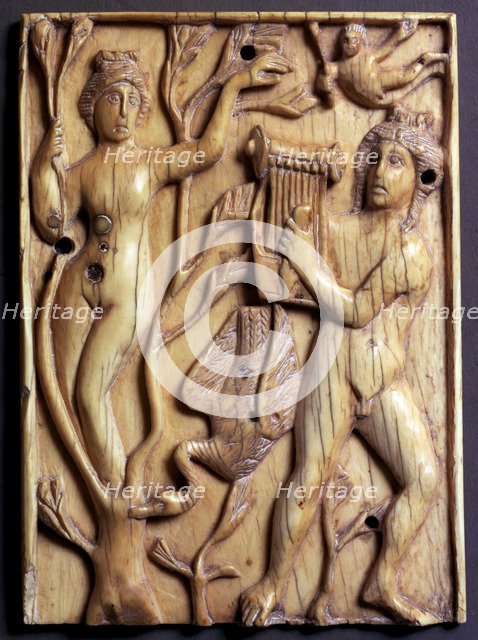 Apollo and Daphne. Bas-relief in ivory.