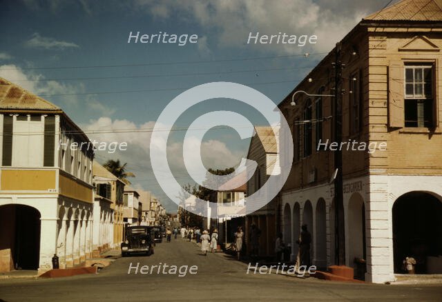 The main shopping street, Christiansted, Saint Croix, Virgin Islands, 1941. Creator: Jack Delano.