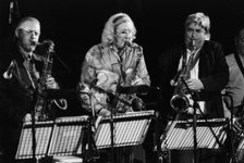 Scott Hamilton, Kathy Stobart, Tony Coe, Brecon Jazz Festival, 1996. Creator: Brian Foskett.