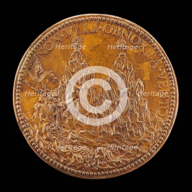 The Summits of Pindus, on Each a Flaming Vase [reverse], 1555. Creator: Pietro Paolo Galeotti.