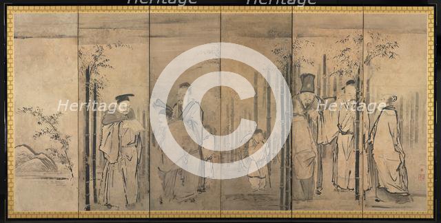 Seven Sages of the Bamboo Grove; Four Elders of Mt. Shang, 1600s. Creator: Kano Tan?y? (Japanese, 1602-1674).