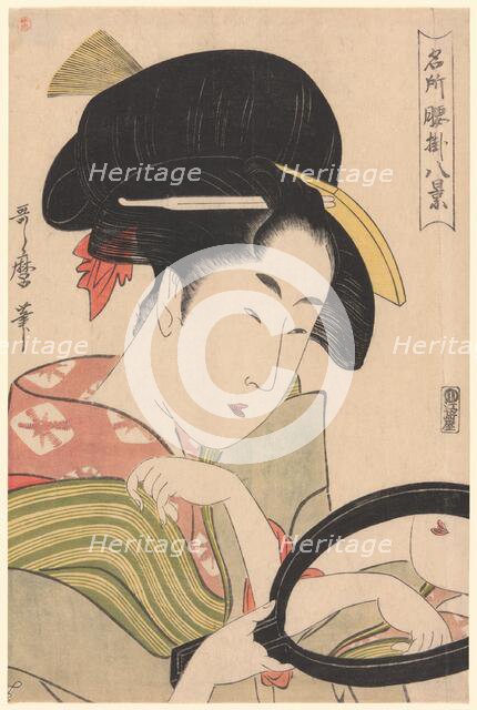 Mirror, from the series “Eight Views of Tea-stalls in Celebrated Places" ("Meisho..., c. 1795/96. Creator: Kitagawa Utamaro.