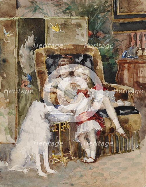 Michael and Xenia, Children of Tsar Alexander III, 1881-1882. Creator: Albert Edelfelt.