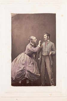 Two men, one in drag, posing in disagreement, [between 1890 and 1899?]. Creator: Unknown.