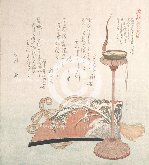 Candle-Stand and Fan, 19th century. Creator: Kubo Shunman.