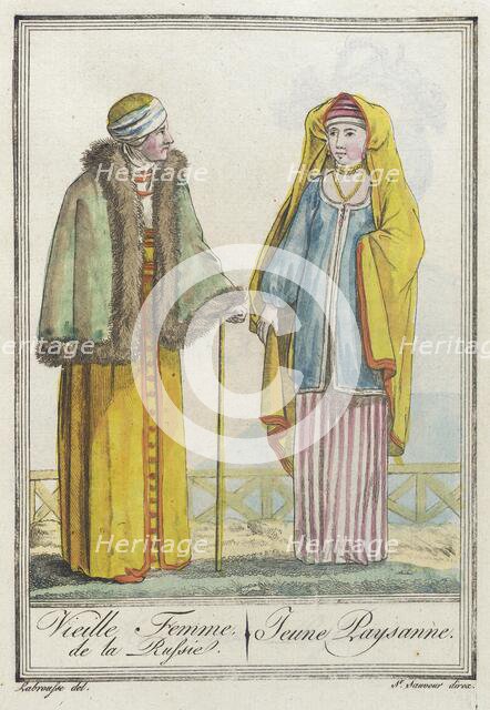 Costumes de Différents Pays, 'Vieille Femme, de la Russie. Jeune Paysanne', c1797. Creator: Jacques Grasset de Saint-Sauveur.