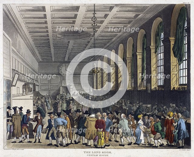 Interior of Custom House, London, 1808. Artist: Augustus Charles Pugin