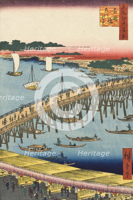 Ryogoku Bridge and the Great Riverbank, 1856. Creator: Ando Hiroshige.