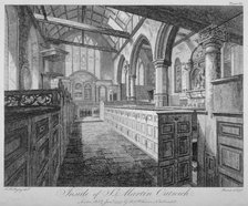 Interior of the Church of St Martin Outwich, City of London, 1796. Artist: Barrett