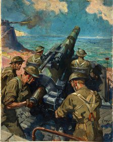 Coastal battery scene, World War II, c1939-c1945. Creator: Terence Tenison Cuneo.