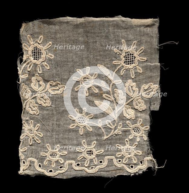 Embroidered Fragment, 18th-19th century. Creator: Unknown.