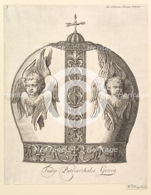 A Greek Patriarchal Crown - Tiara Patriarchalis Graeca (Aubry de La Mottraye's "Travels..., 1723-24. Creator: William Hogarth.