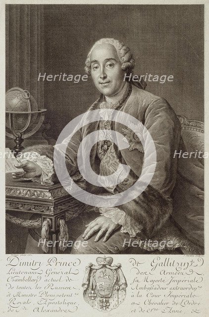Portrait of Prince Dmitriy Mikhailovich Golitsyn (1721-1793), 1762. Artist: Tardieu, Pierre Alexandre (1756-1844)