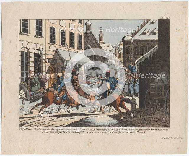 Five Cossacks entered Marienwerder. Artist: Campe, August Friedrich Andreas (1777-1846)