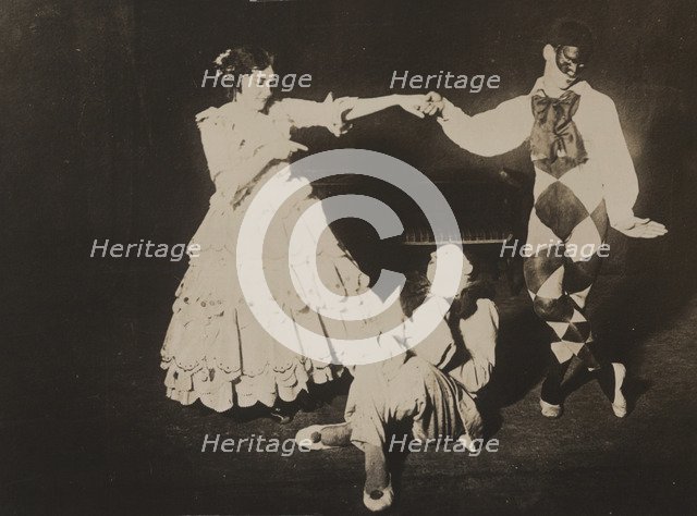 Tamara Karsavina, Vaslav Nijinsky and Adolph Bolm in the ballet Carnaval by R. Schumann.