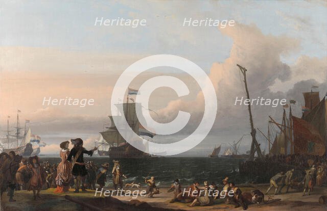 Dutch Ships in the Roads of Texel; in the middle the 'Gouden Leeuw',  the Flagship of..., 1671. Creator: Ludolf Bakhuizen.