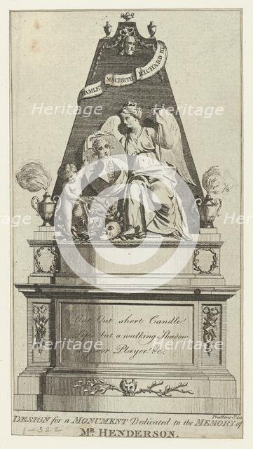 A Design for a Monument Dedicated to the Memory of Mr. Henderson, 1786., 1786. Creator: Thomas Prattent.