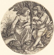 Bagpipe Player with His Lover. Creator: Master I. B..