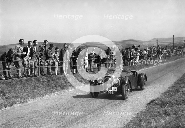 Atalanta of GAT Weldon competing at the Bugatti Owners Club Lewes Speed Trials, Sussex, 1937. Artist: Bill Brunell.