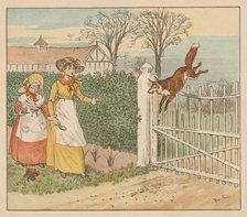 The Fox jumping over the parson's gate, c1883.  Creator: Randolph Caldecott.