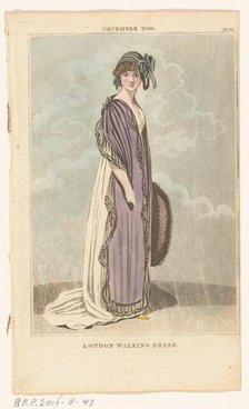 Magazine of Female Fashions of London and Paris, No.22, December 1799. London Walking Dress, 1799. Creator: Unknown.
