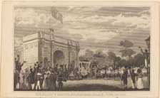 Her Majesty Leaving Buckingham Palace, June 28, 1838 [left half], 19th century. Creator: Unknown.