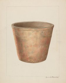 Stoneware Flower Pot, c. 1937. Creator: Annie B Johnston.