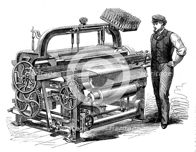 The International Exhibition: Messrs. Harrison and Son's power-loom for weaving flax, 1862. Creator: Unknown.