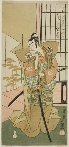 The Actor Matsumoto Koshiro III as Akita Jonosuke in the Play Kawaranu Hanasakae..., c. 1769. Creator: Ippitsusai Buncho.