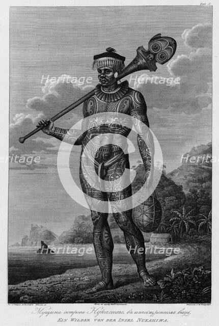 A Man From Nukagiva Island with Tattoos on His Body, 1813. Creators: Jegor Skotnikoff, Ignaz Sebastian Klauber.