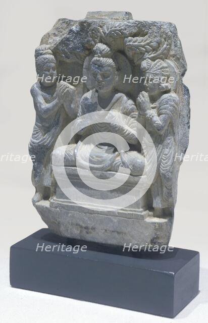 Buddha with Indra and Brahma, 50-100 CE. Creator: Unknown.