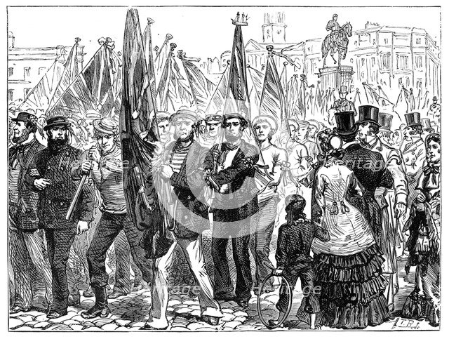 Demonstration of sailors, 19th century, (1900). Artist: Unknown