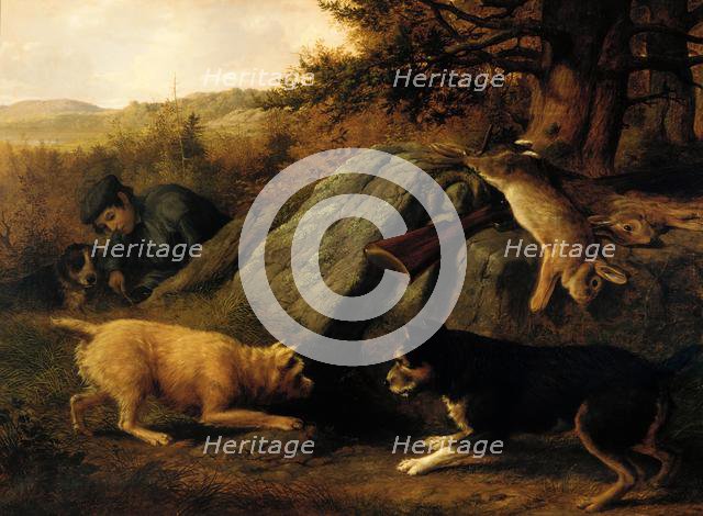 The Rabbit Hunters, 1850. Creator: Thomas Hewes Hinckley.