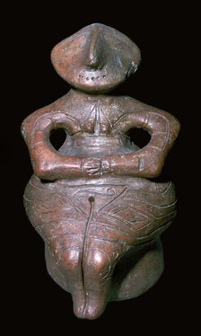 Baked clay sitting figure, 4th millenium BC. Artist: Unknown