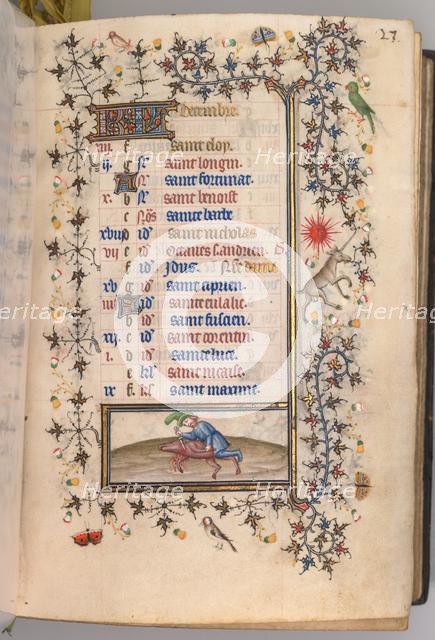 Hours of Charles the Noble, King of Navarre (1361-1425): fol. 12r, December, c. 1405. Creator: Master of the Brussels Initials and Associates (French).