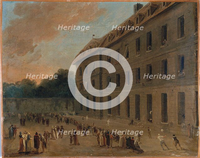 Recreation for prisoners in Saint-Lazare: the ball game, c1794. Creator: Unknown.