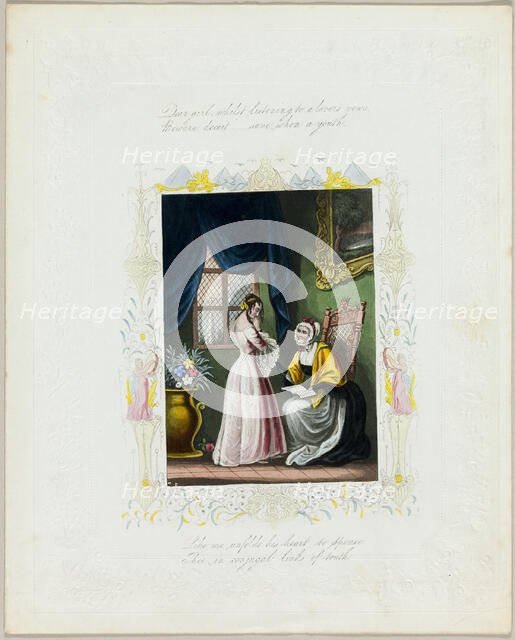 Dear Girl, Whilst Listening to a Lover's Vows (valentine), c. 1840. Creator: Unknown.