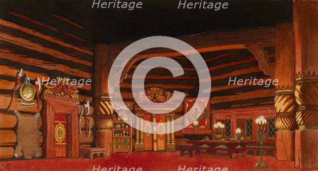 Stage design for the opera The Tsar's Bride by N. Rimsky-Korsakov, 1930.